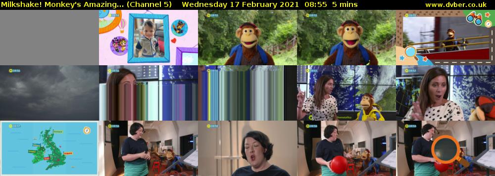 Milkshake! Monkey's Amazing... (Channel 5) Wednesday 17 February 2021 08:55 - 09:00