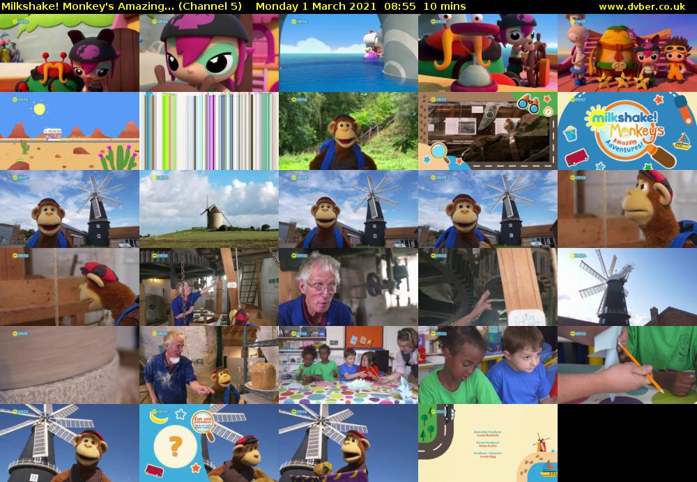 Milkshake! Monkey's Amazing... (Channel 5) Monday 1 March 2021 08:55 - 09:05