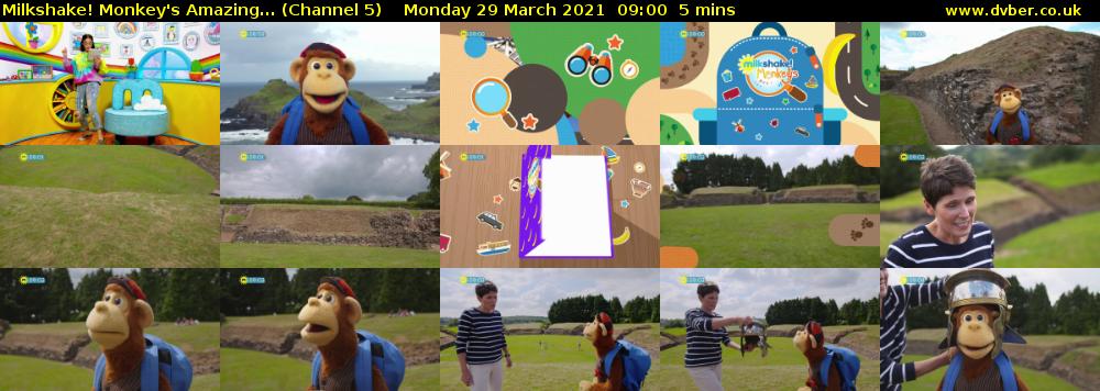 Milkshake! Monkey's Amazing... (Channel 5) Monday 29 March 2021 09:00 - 09:05