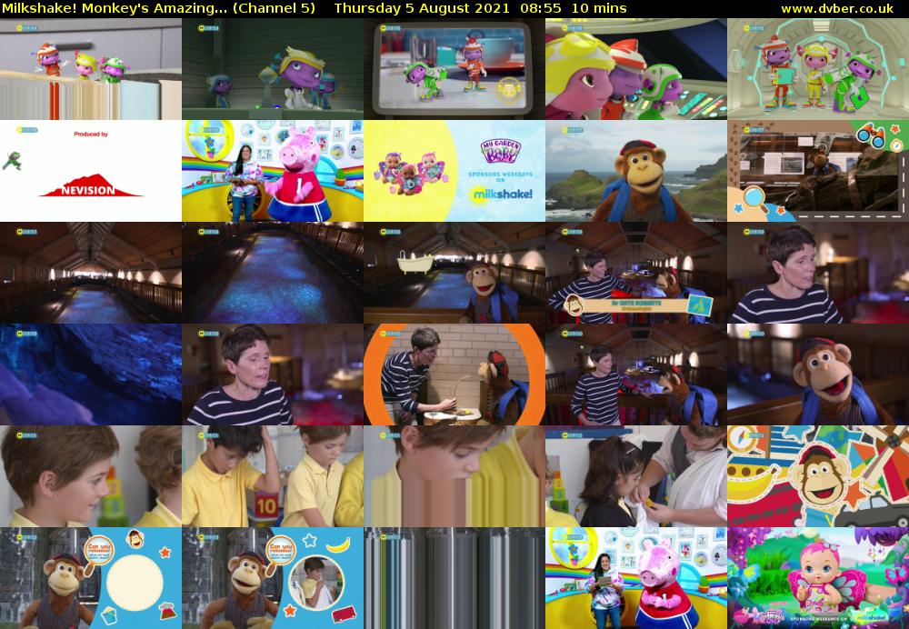 Milkshake! Monkey's Amazing... (Channel 5) Thursday 5 August 2021 08:55 - 09:05