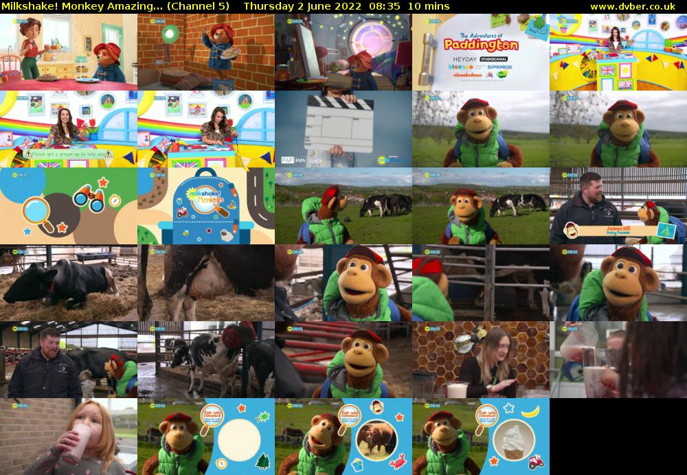 Milkshake! Monkey Amazing... (Channel 5) Thursday 2 June 2022 08:35 - 08:45
