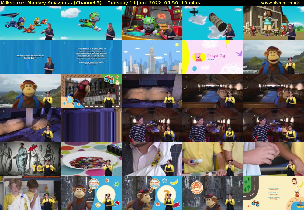 Milkshake! Monkey Amazing... (Channel 5) Tuesday 14 June 2022 05:50 - 06:00