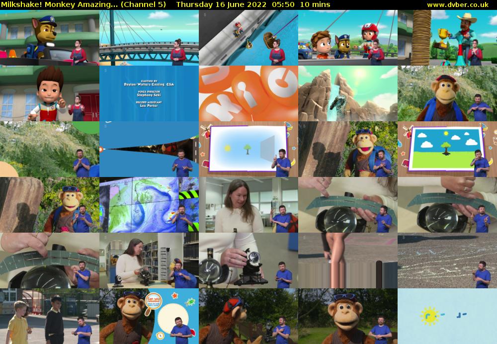 Milkshake! Monkey Amazing... (Channel 5) Thursday 16 June 2022 05:50 - 06:00