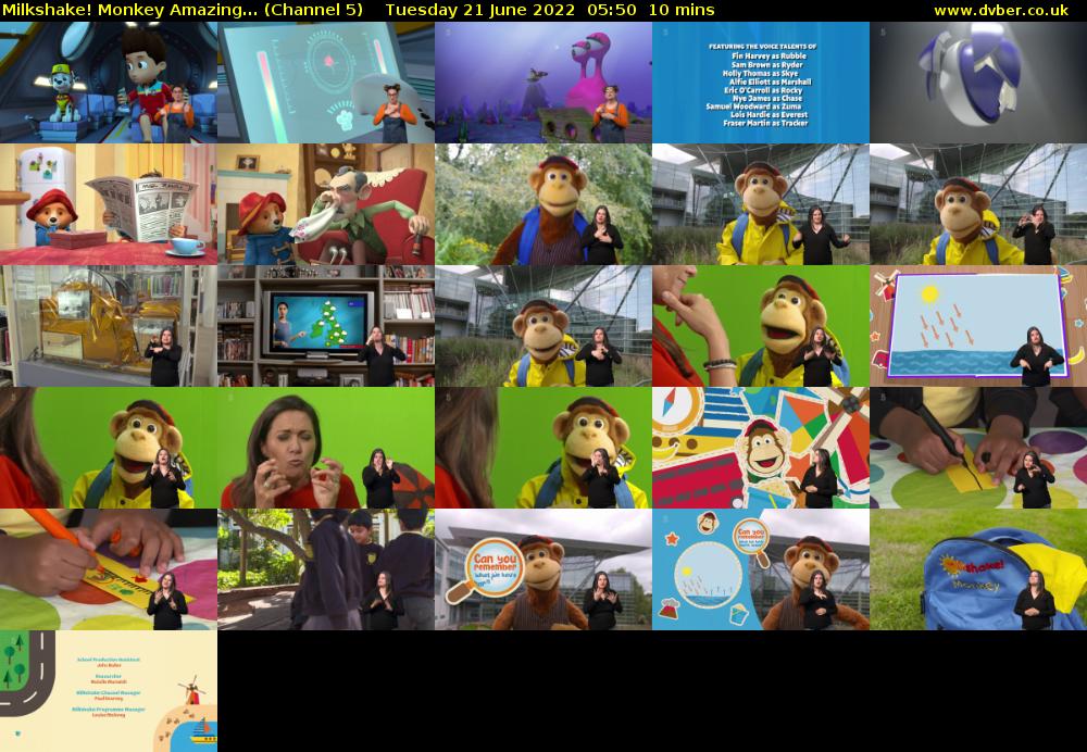 Milkshake! Monkey Amazing... (Channel 5) Tuesday 21 June 2022 05:50 - 06:00