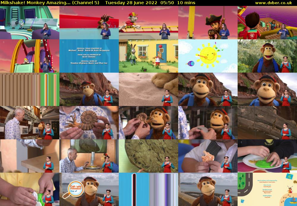 Milkshake! Monkey Amazing... (Channel 5) Tuesday 28 June 2022 05:50 - 06:00