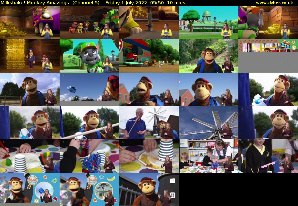 Milkshake! Monkey Amazing... (Channel 5) Friday 1 July 2022 05:50 - 06:00
