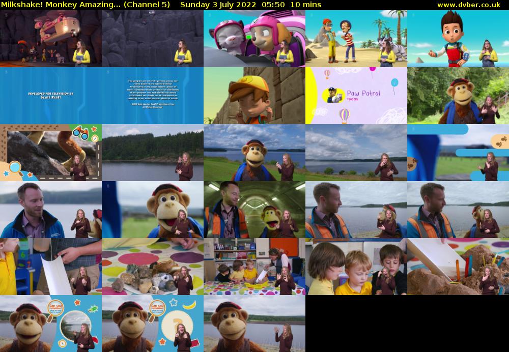 Milkshake! Monkey Amazing... (Channel 5) Sunday 3 July 2022 05:50 - 06:00
