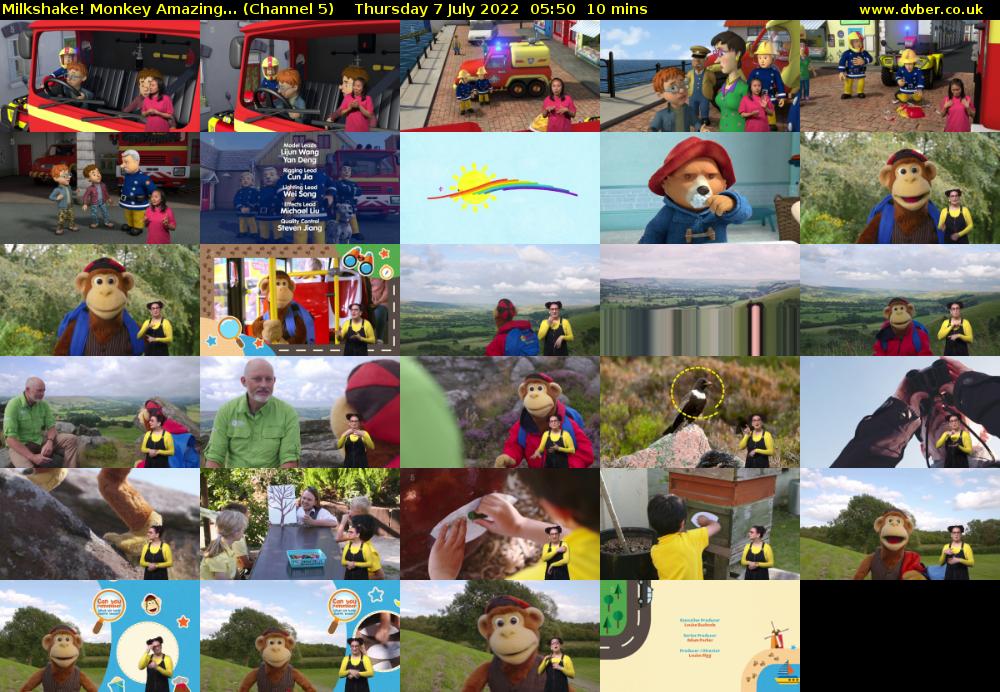 Milkshake! Monkey Amazing... (Channel 5) Thursday 7 July 2022 05:50 - 06:00
