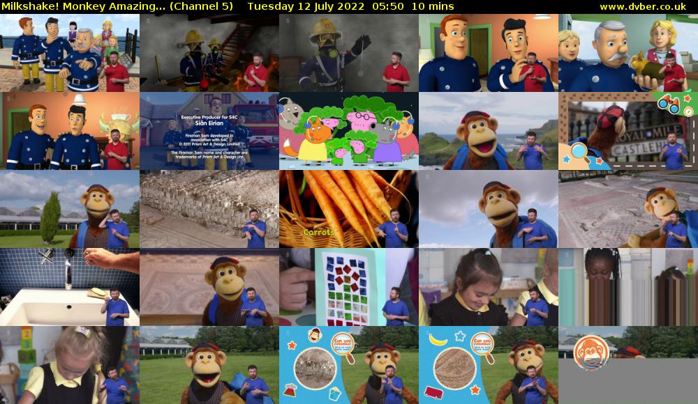 Milkshake! Monkey Amazing... (Channel 5) Tuesday 12 July 2022 05:50 - 06:00