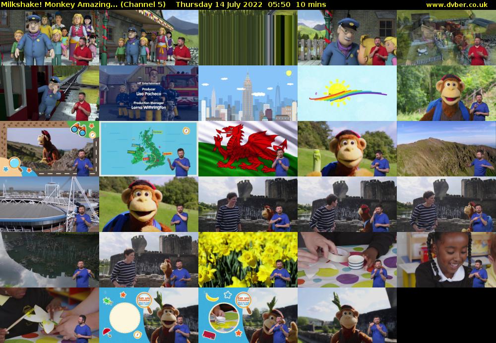 Milkshake! Monkey Amazing... (Channel 5) Thursday 14 July 2022 05:50 - 06:00