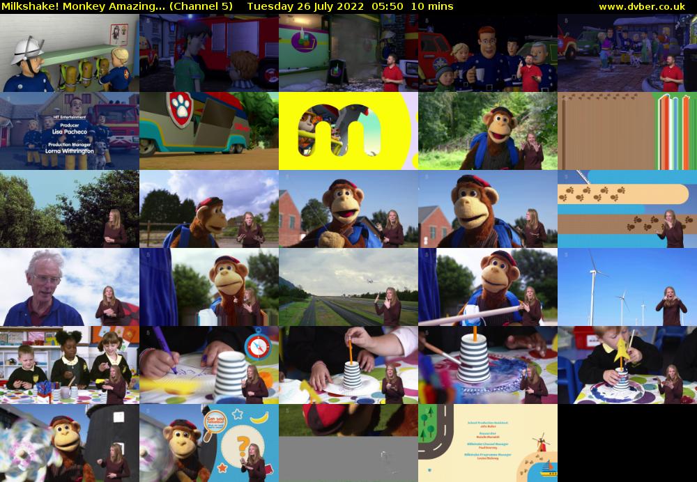 Milkshake! Monkey Amazing... (Channel 5) Tuesday 26 July 2022 05:50 - 06:00