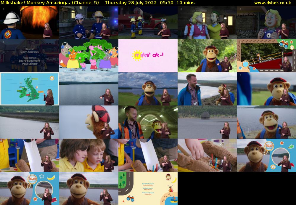 Milkshake! Monkey Amazing... (Channel 5) Thursday 28 July 2022 05:50 - 06:00