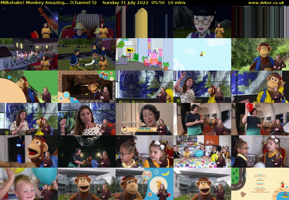 Milkshake! Monkey Amazing... (Channel 5) Sunday 31 July 2022 05:50 - 06:00