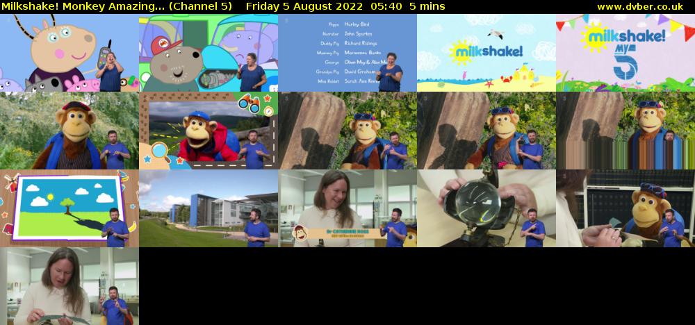 Milkshake! Monkey Amazing... (Channel 5) Friday 5 August 2022 05:40 - 05:45