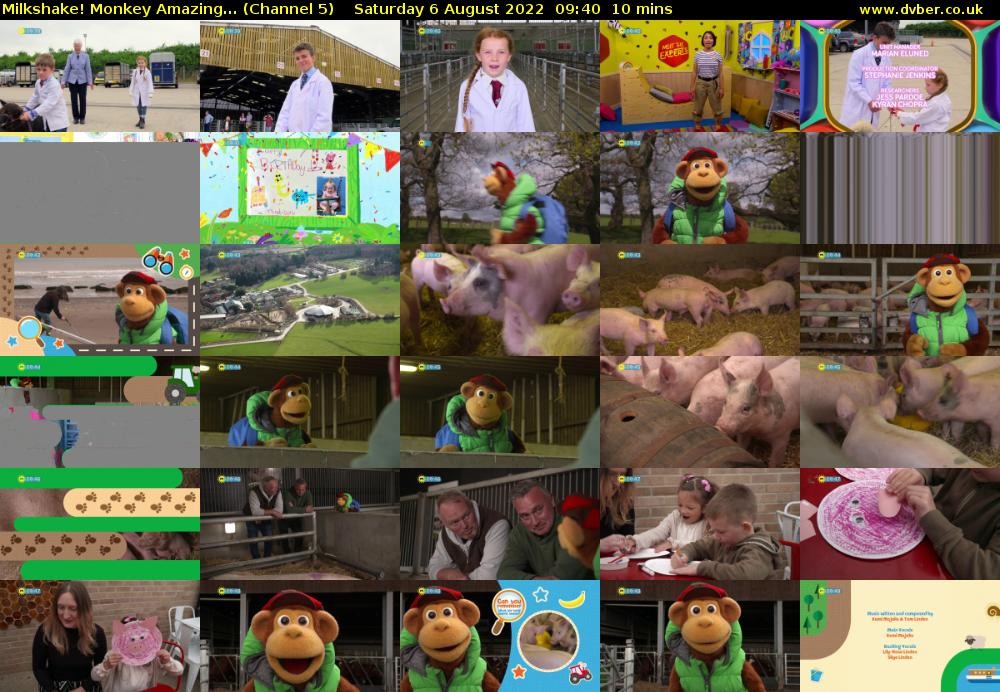 Milkshake! Monkey Amazing... (Channel 5) Saturday 6 August 2022 09:40 - 09:50