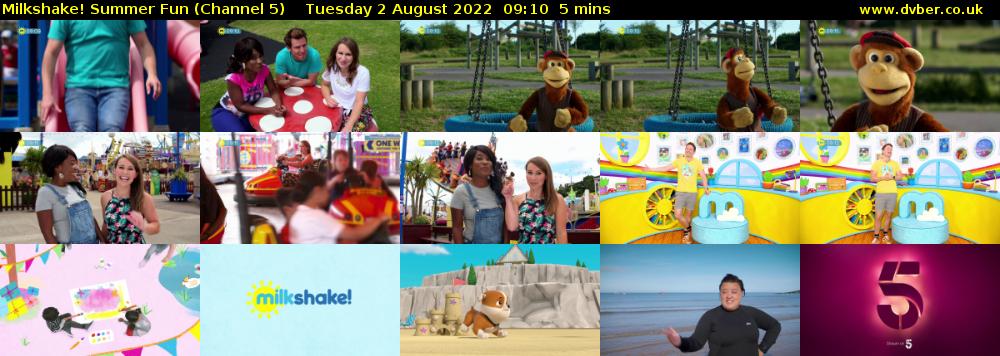 Milkshake! Summer Fun (Channel 5) Tuesday 2 August 2022 09:10 - 09:15