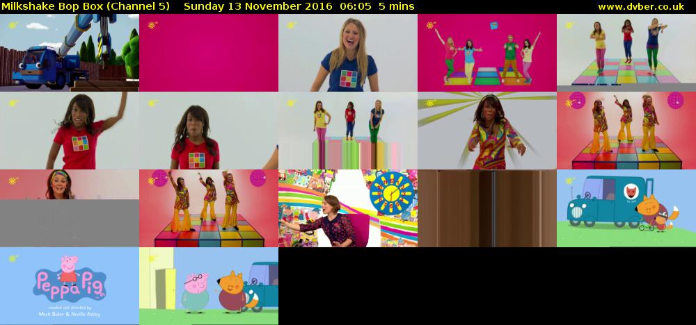 Milkshake Bop Box (Channel 5) Sunday 13 November 2016 06:05 - 06:10