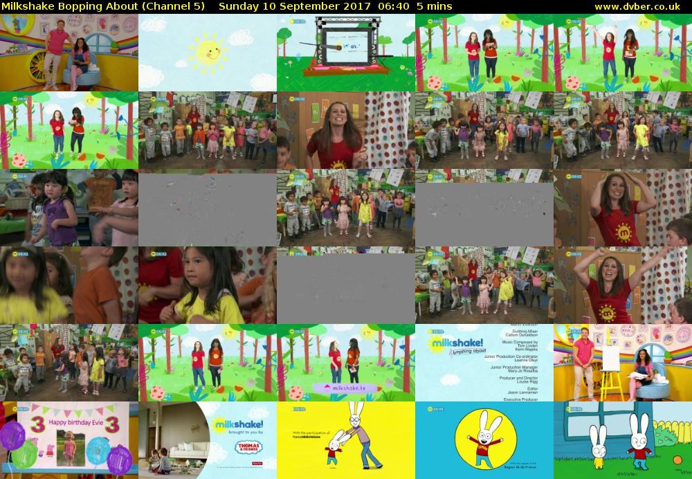 Milkshake Bopping About (Channel 5) Sunday 10 September 2017 06:40 - 06:45