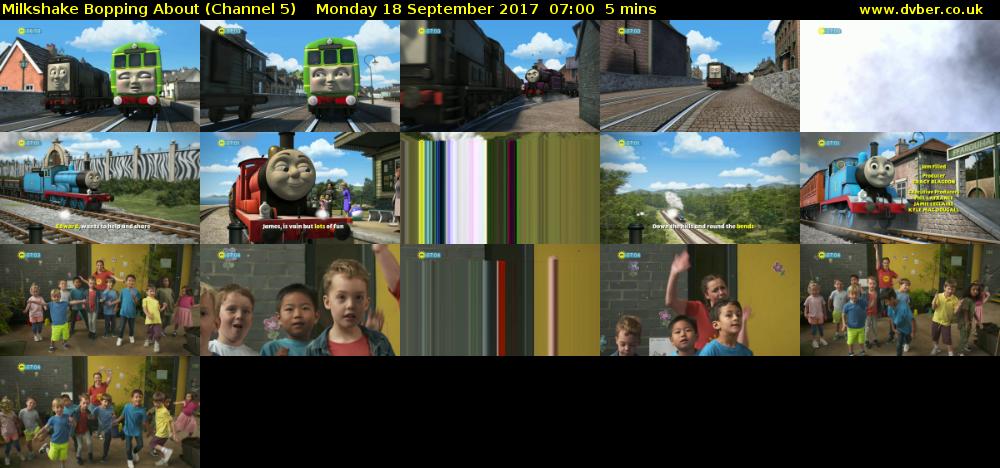 Milkshake Bopping About (Channel 5) Monday 18 September 2017 07:00 - 07:05