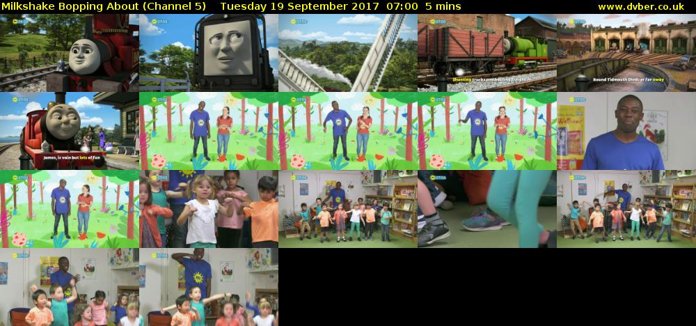 Milkshake Bopping About (Channel 5) Tuesday 19 September 2017 07:00 - 07:05