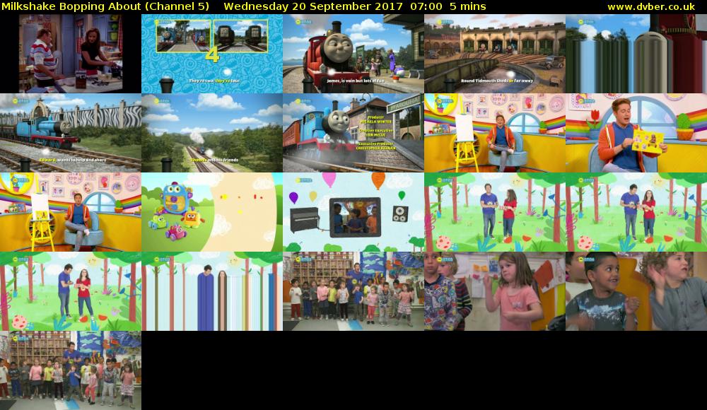 Milkshake Bopping About (Channel 5) Wednesday 20 September 2017 07:00 - 07:05