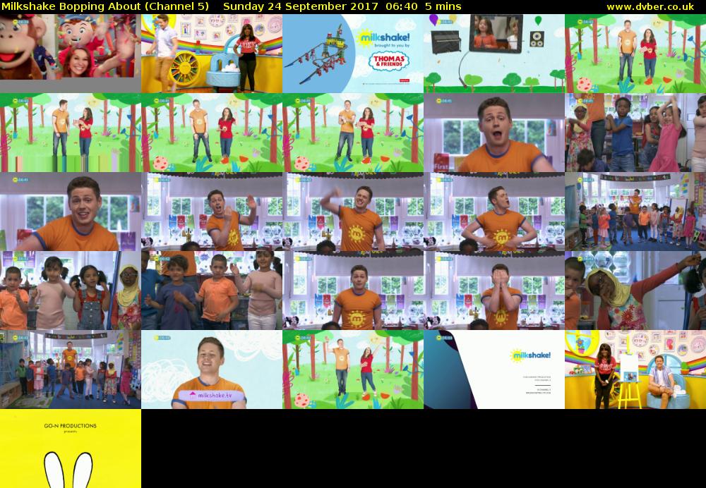 Milkshake Bopping About (Channel 5) Sunday 24 September 2017 06:40 - 06:45