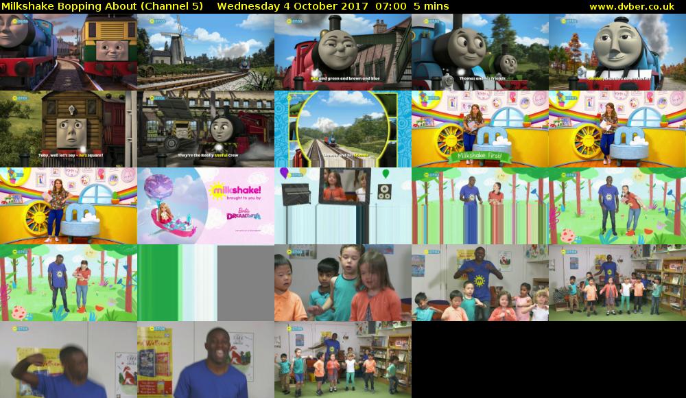 Milkshake Bopping About (Channel 5) Wednesday 4 October 2017 07:00 - 07:05
