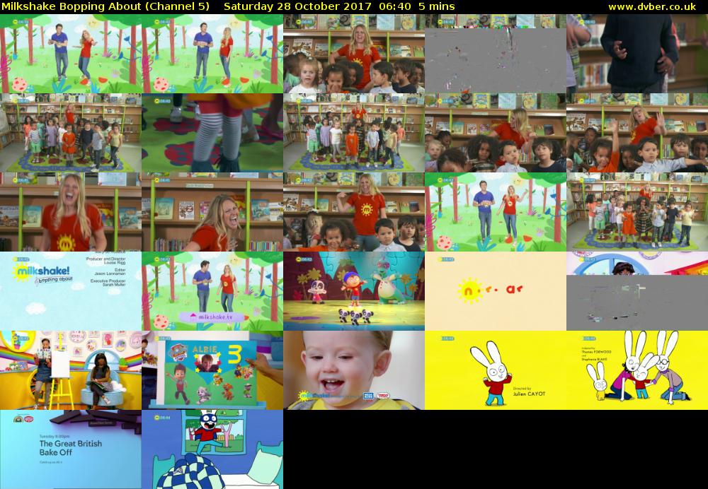 Milkshake Bopping About (Channel 5) Saturday 28 October 2017 06:40 - 06:45