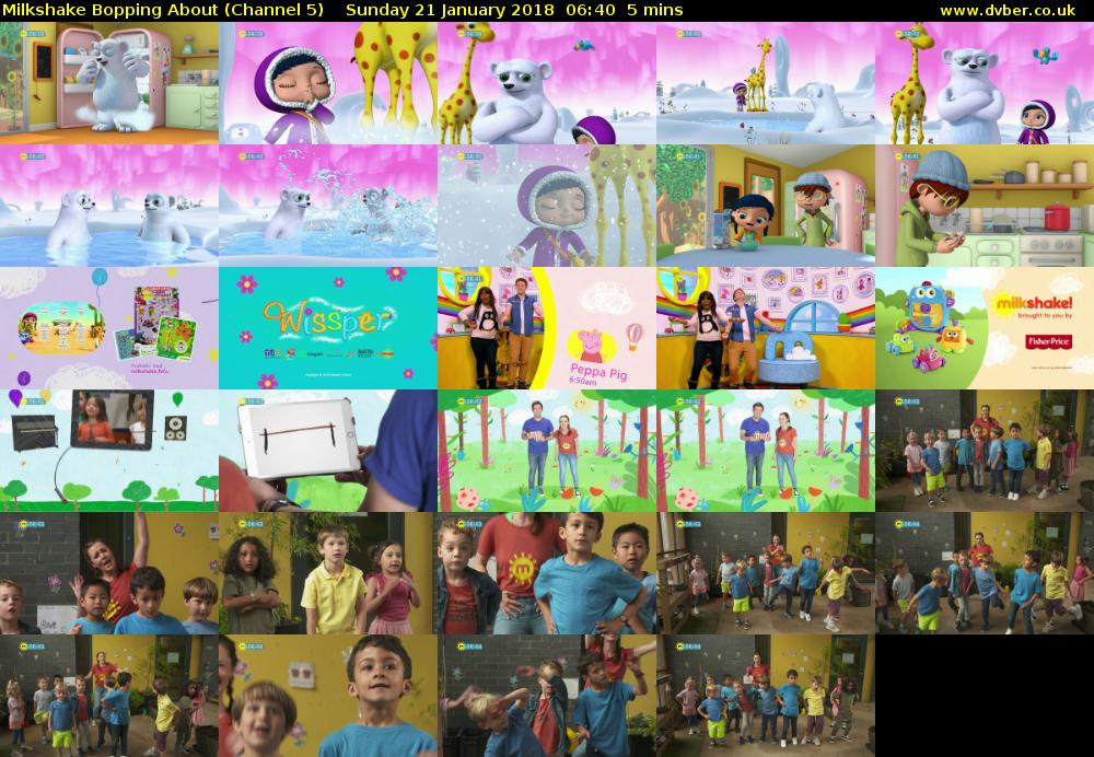Milkshake Bopping About (Channel 5) Sunday 21 January 2018 06:40 - 06:45