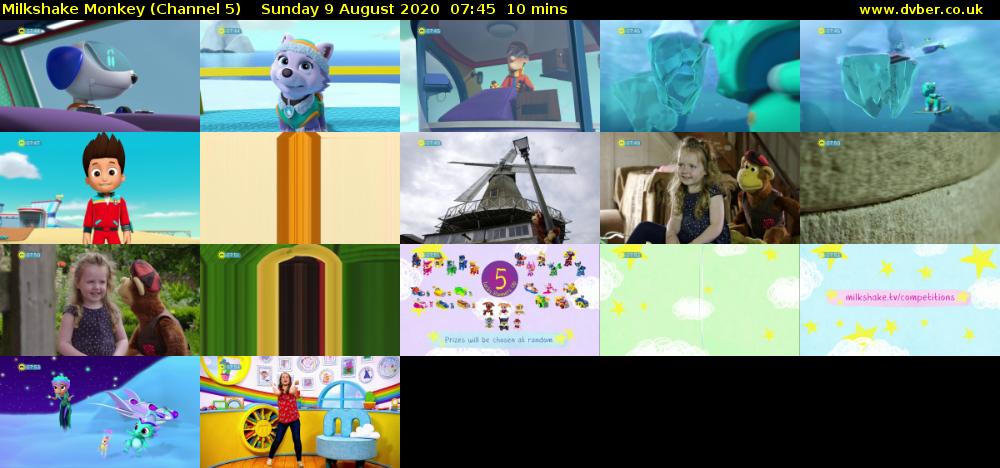 Milkshake Monkey (Channel 5) Sunday 9 August 2020 07:45 - 07:55