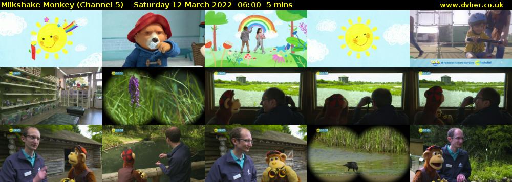 Milkshake Monkey (Channel 5) Saturday 12 March 2022 06:00 - 06:05
