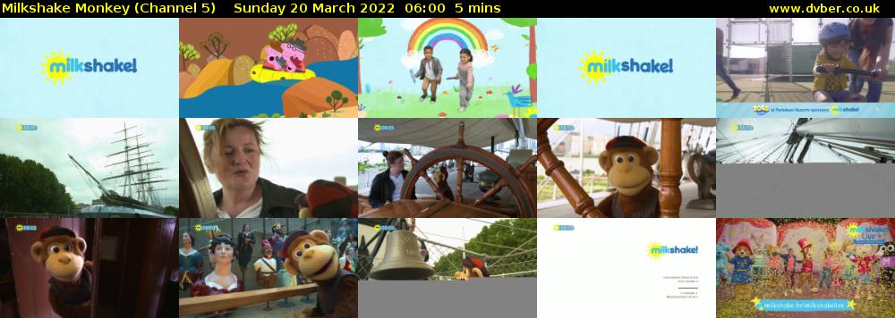 Milkshake Monkey (Channel 5) Sunday 20 March 2022 06:00 - 06:05