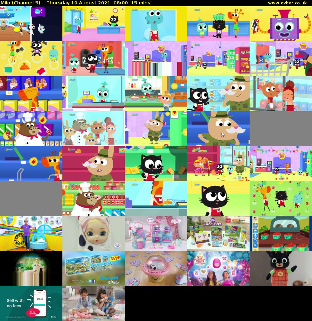 Milo (Channel 5) Thursday 19 August 2021 08:00 - 08:15