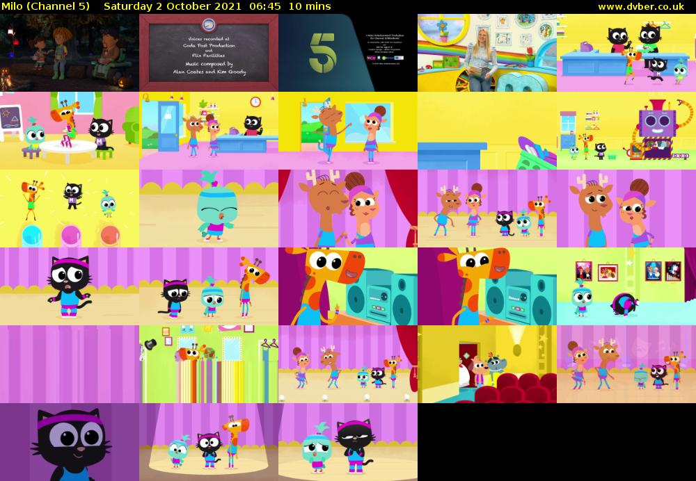 Milo (Channel 5) Saturday 2 October 2021 06:45 - 06:55