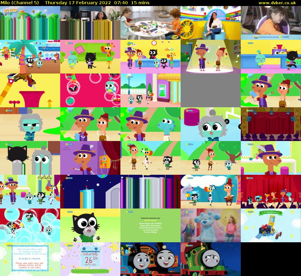 Milo (Channel 5) Thursday 17 February 2022 07:40 - 07:55