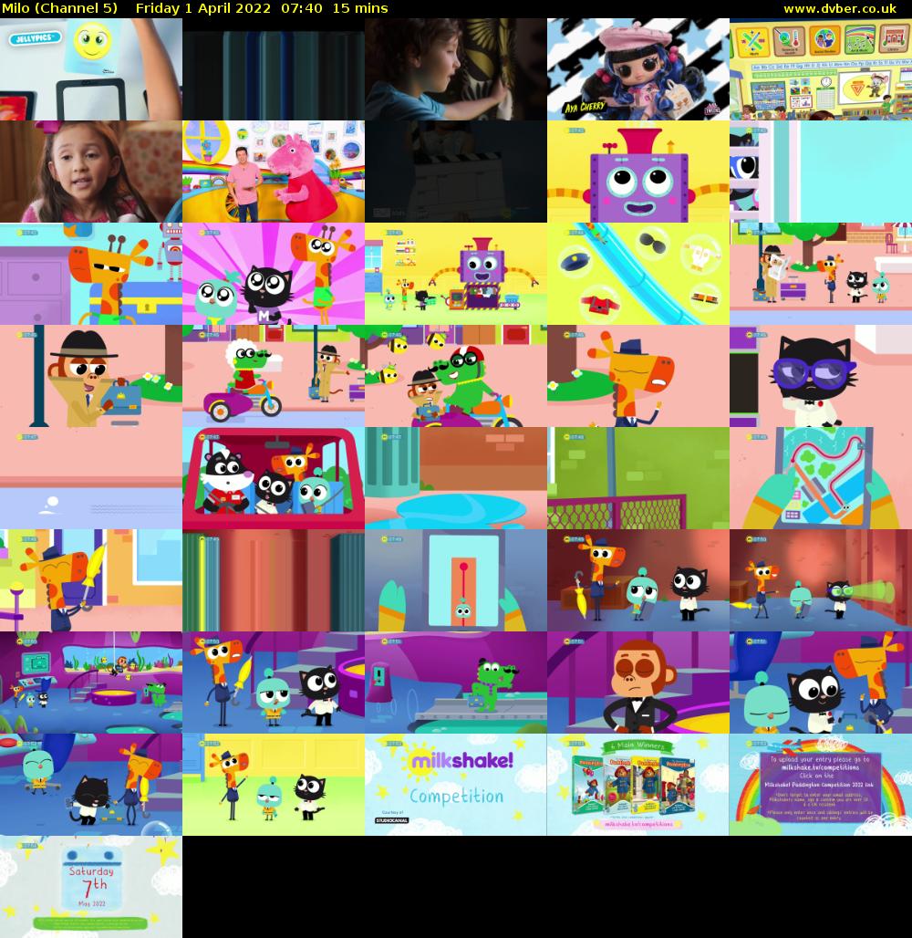 Milo (Channel 5) Friday 1 April 2022 07:40 - 07:55