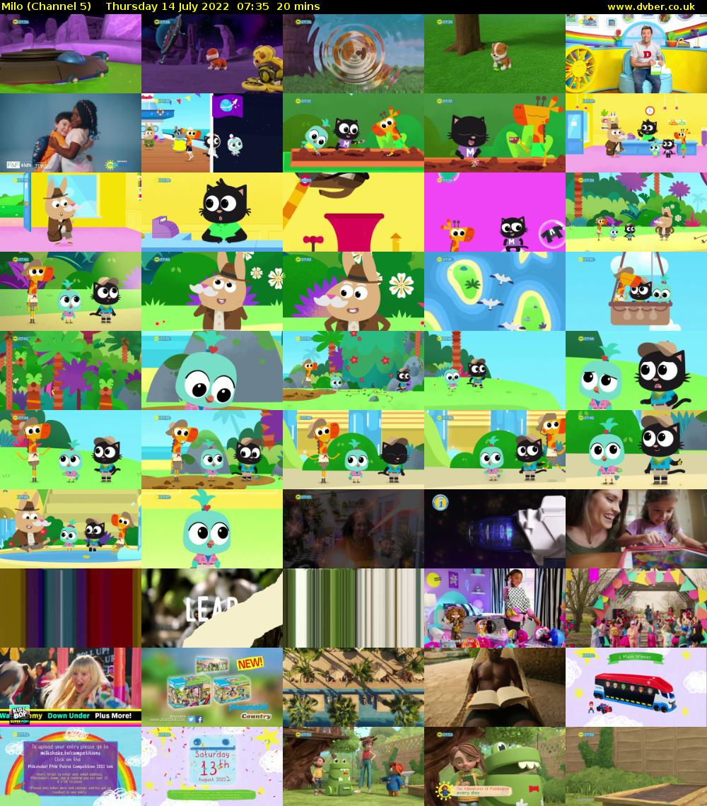 Milo (Channel 5) Thursday 14 July 2022 07:35 - 07:55