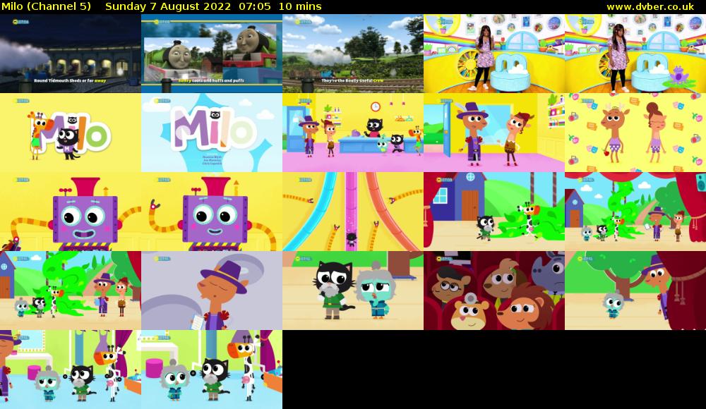 Milo (Channel 5) Sunday 7 August 2022 07:05 - 07:15