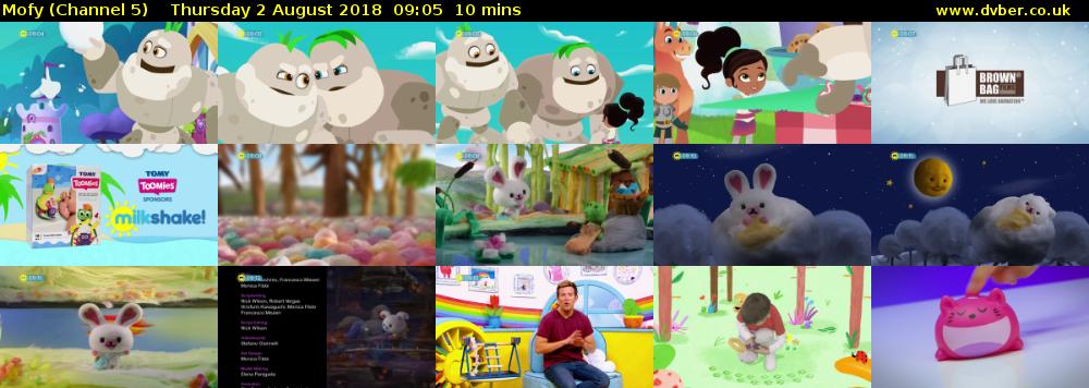 Mofy (Channel 5) Thursday 2 August 2018 09:05 - 09:15
