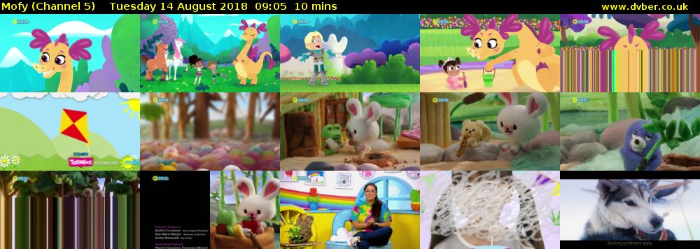 Mofy (Channel 5) Tuesday 14 August 2018 09:05 - 09:15