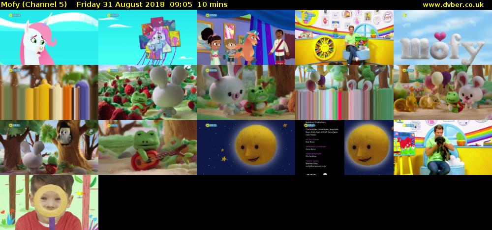Mofy (Channel 5) Friday 31 August 2018 09:05 - 09:15