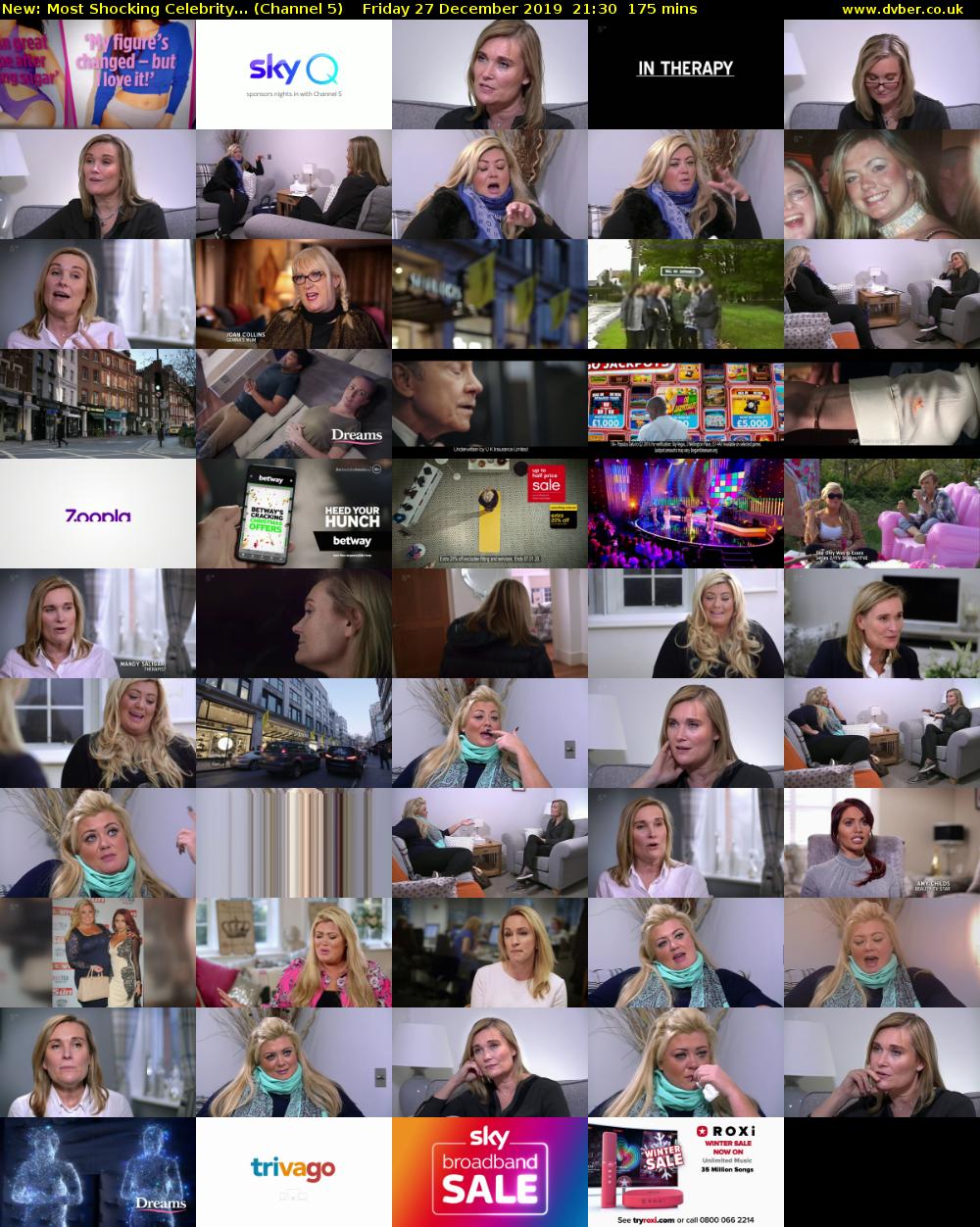 Most Shocking Celebrity... (Channel 5) Friday 27 December 2019 21:30 - 00:25