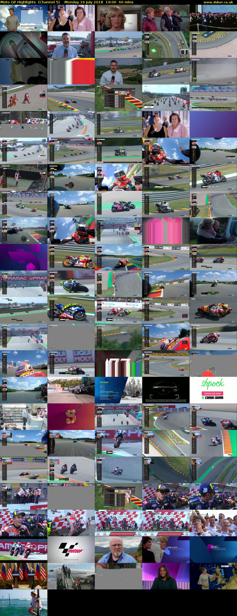Moto GP Highlights  (Channel 5) Monday 16 July 2018 19:00 - 20:00