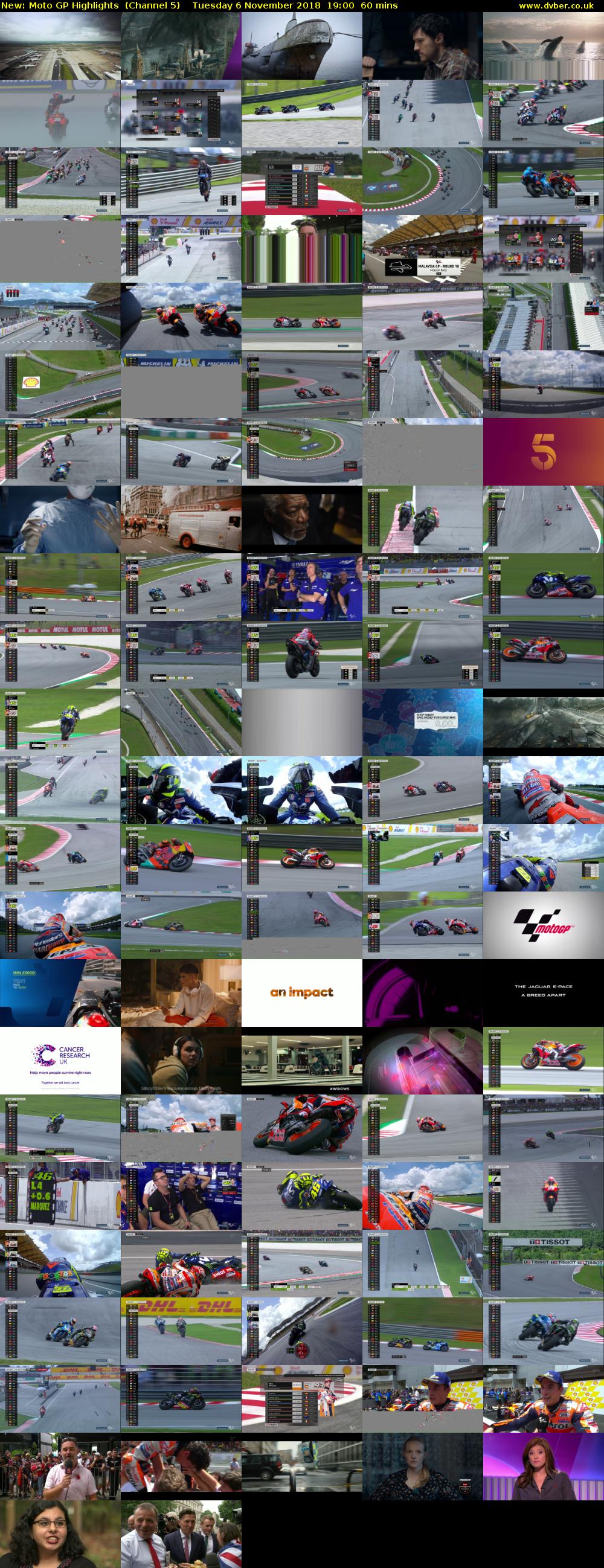 Moto GP Highlights (Channel 5) Tuesday 6 November 2018 19:00 - 20:00