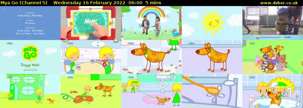 Mya Go (Channel 5) Wednesday 16 February 2022 06:00 - 06:05