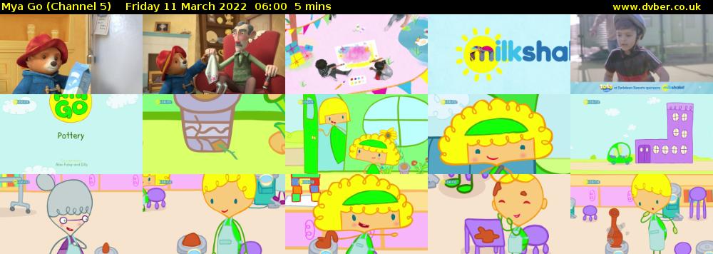 Mya Go (Channel 5) Friday 11 March 2022 06:00 - 06:05