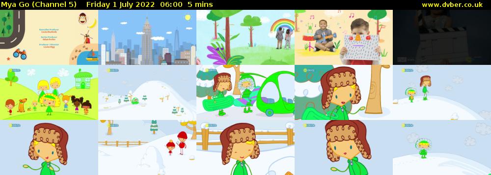 Mya Go (Channel 5) Friday 1 July 2022 06:00 - 06:05