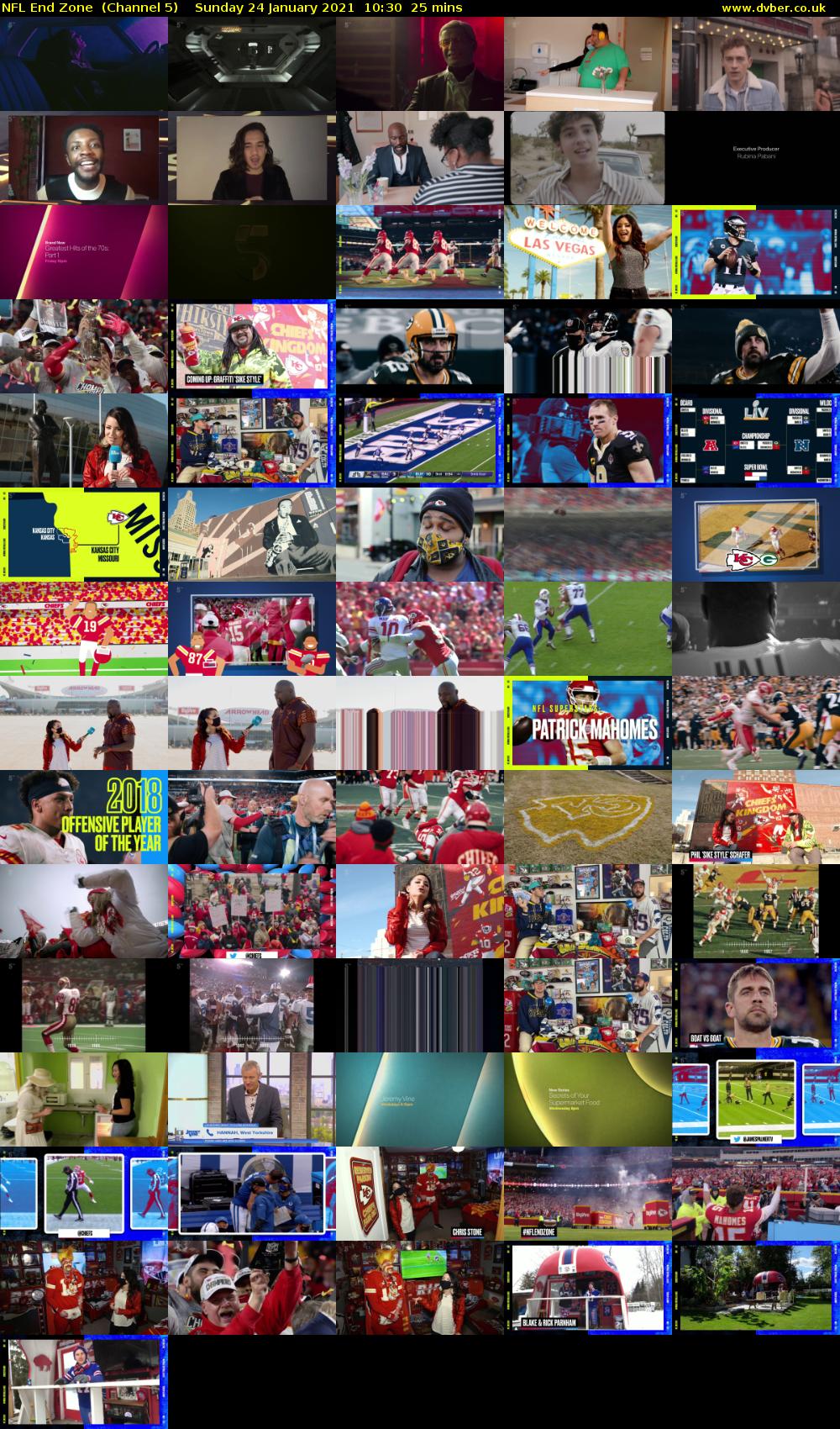 NFL End Zone  (Channel 5) Sunday 24 January 2021 10:30 - 10:55