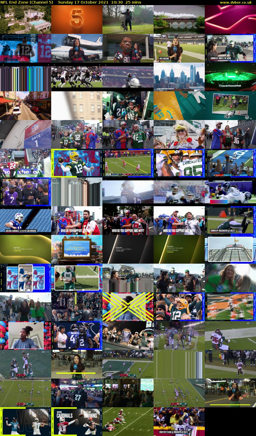 NFL End Zone (Channel 5) Sunday 17 October 2021 10:30 - 10:55