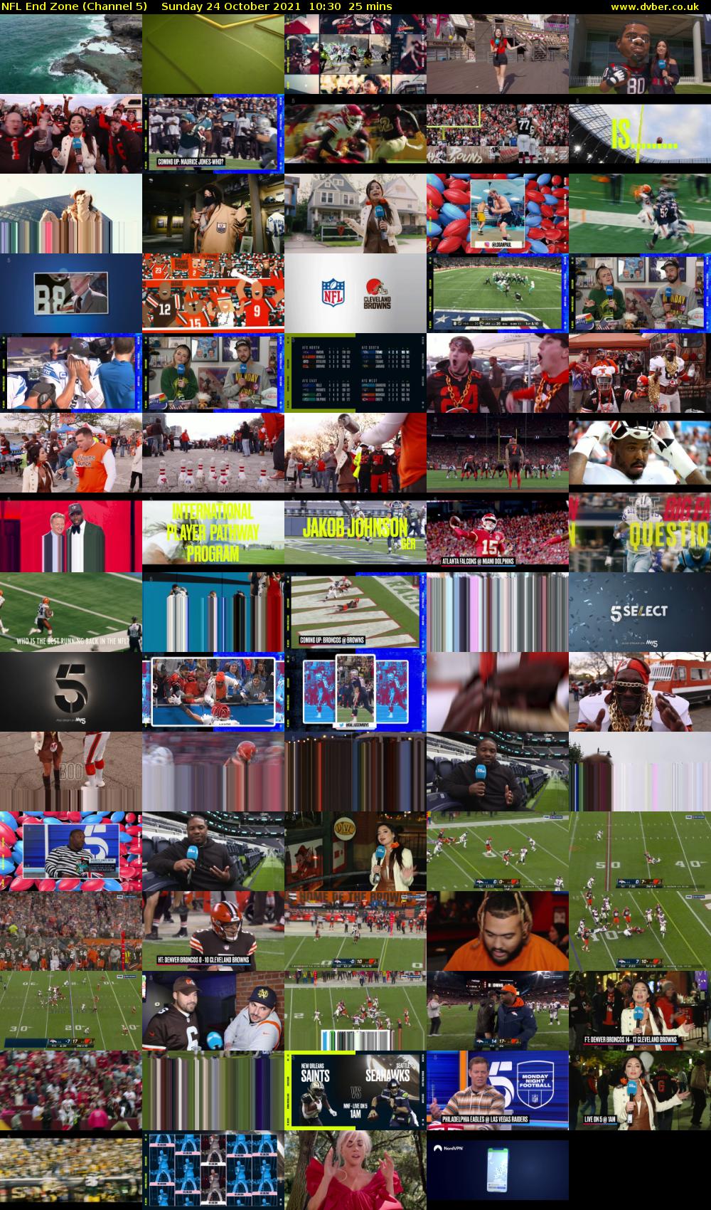 NFL End Zone (Channel 5) Sunday 24 October 2021 10:30 - 10:55
